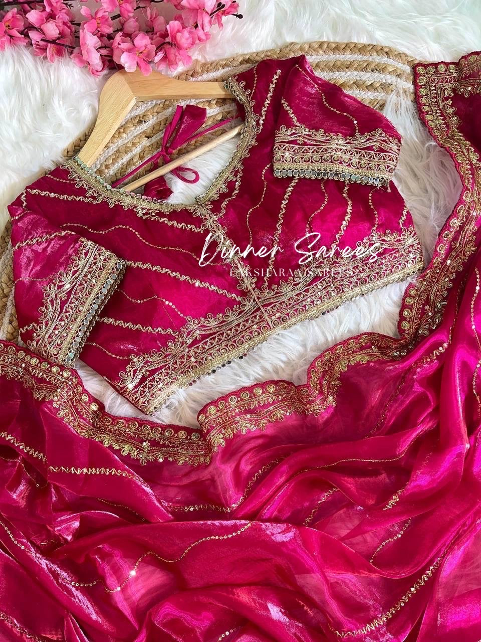 NATALIE — Premium Shimmer Saree with Readymade Blouse