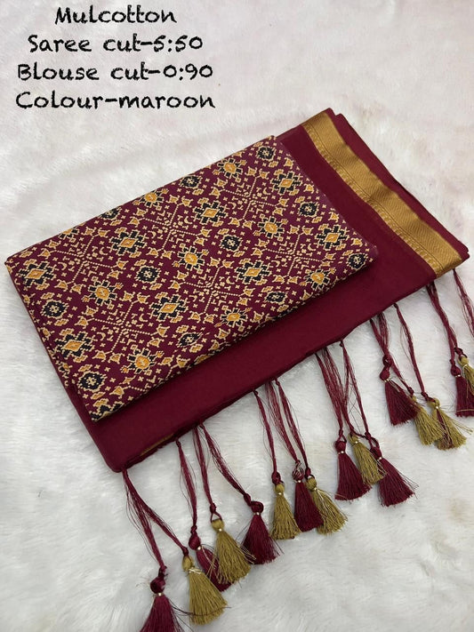 Diwali Special — Mul Cotton Sarees x Tassle Border