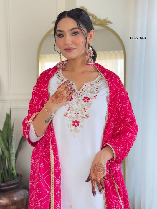 Pink x White Floral Kurti Suit - Laksharaa Sarees