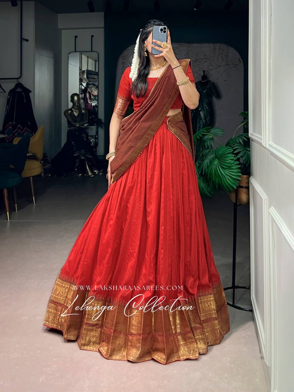Laksharaa Sarees MADURII Half Saree Lehenga Red