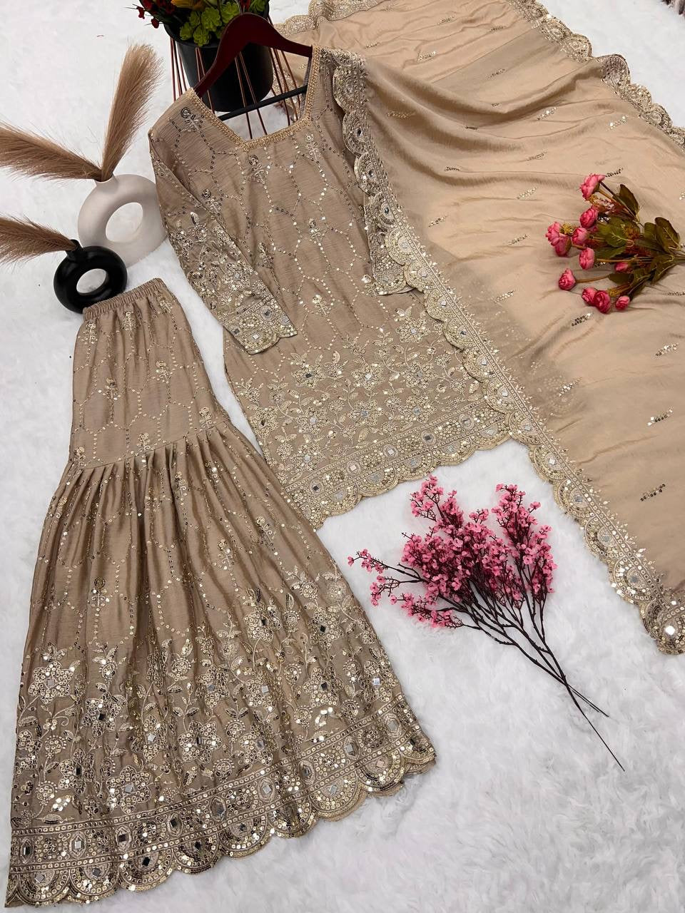 RITA - Champagne Gold Sharara Suit