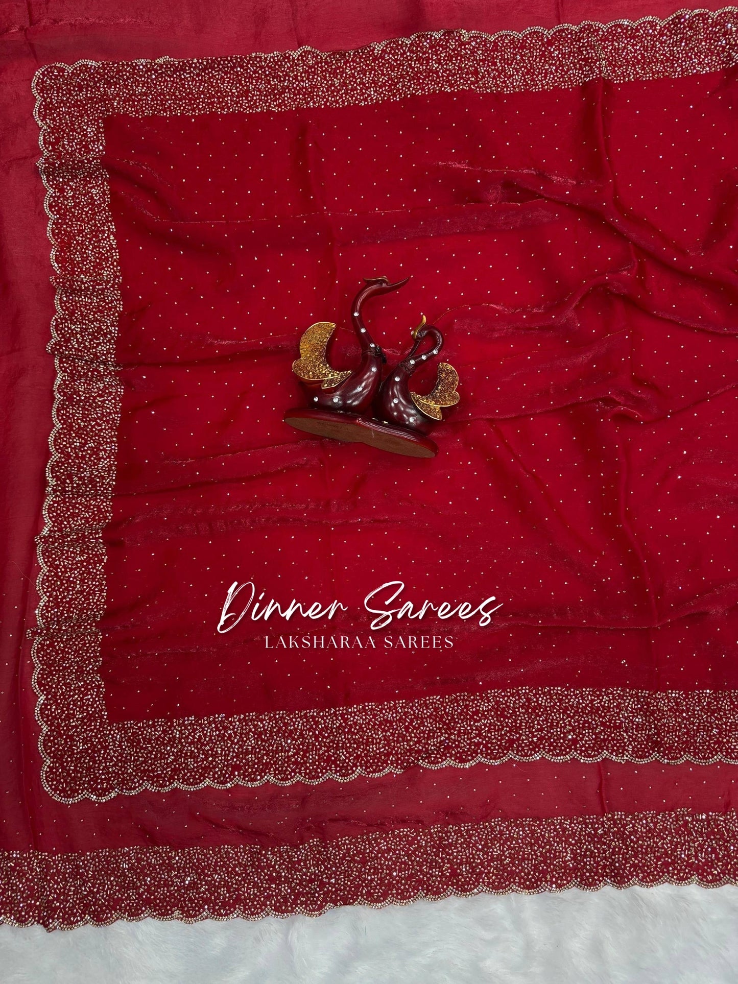 NAYLAA - Space dinner saree with stone border