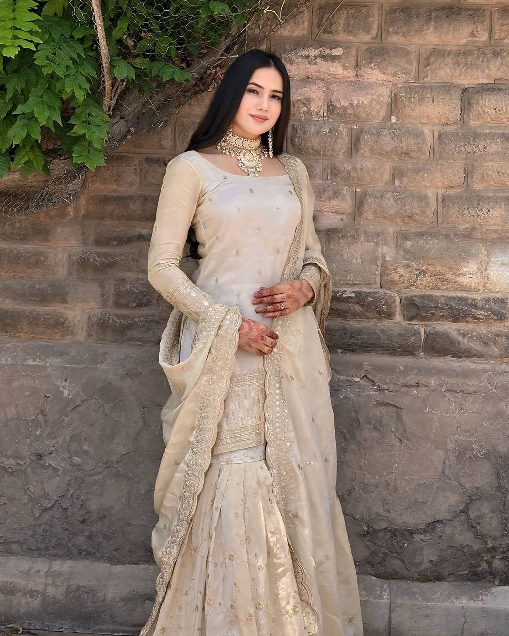 FARA - CREAM x Gold Sharara Suit