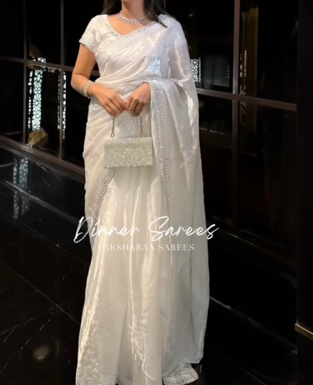 SONAA — Dreamy White Stone Dinner Saree