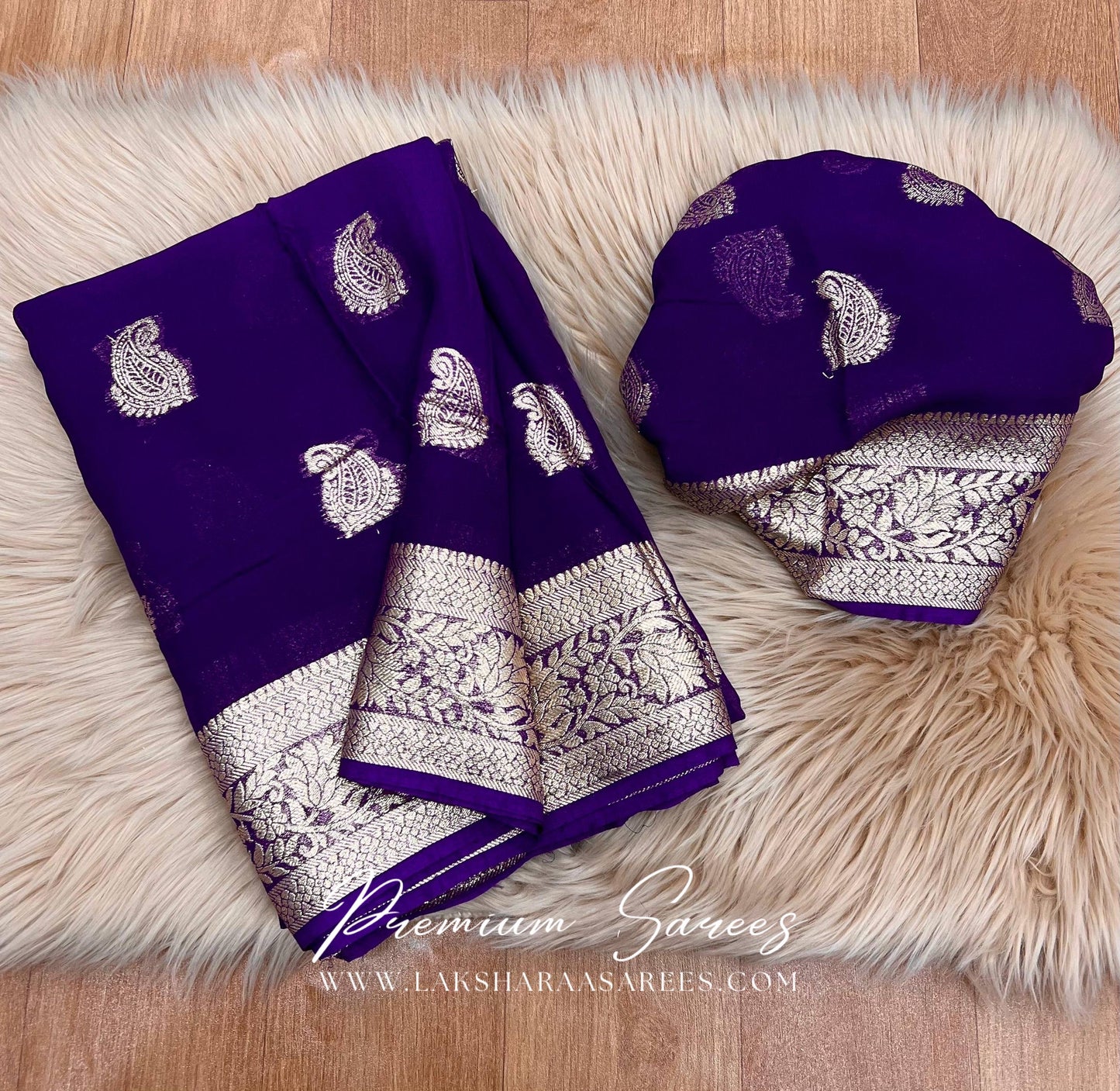 Viscose Georgette Saree x Gold Zari