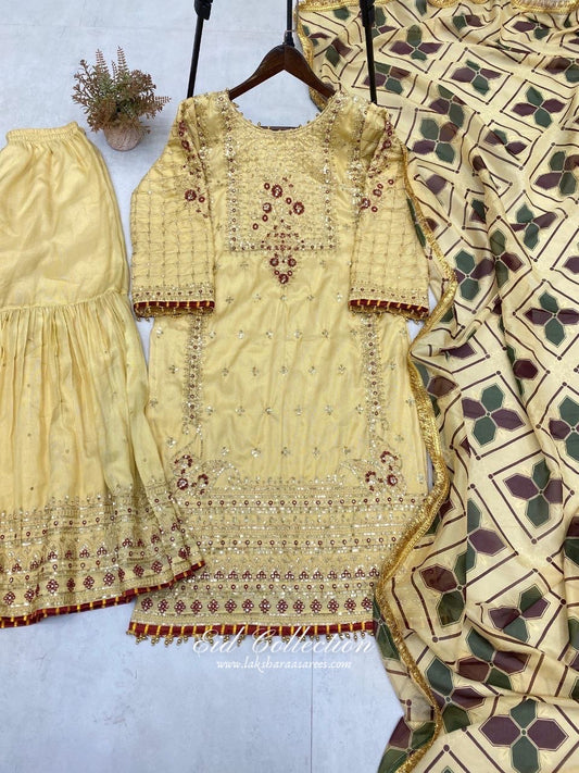 Yellow Gold Sharara Suit