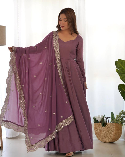 Purple Premium Anarkali Suit