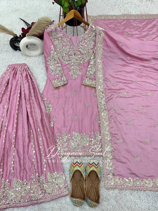 RAMEENA - Baby Pink Sharara Suit