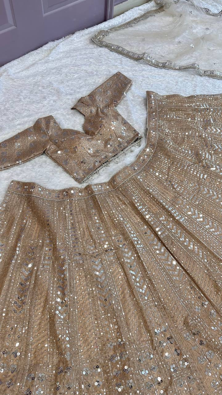 Peachy x Champagne Premium Lehenga