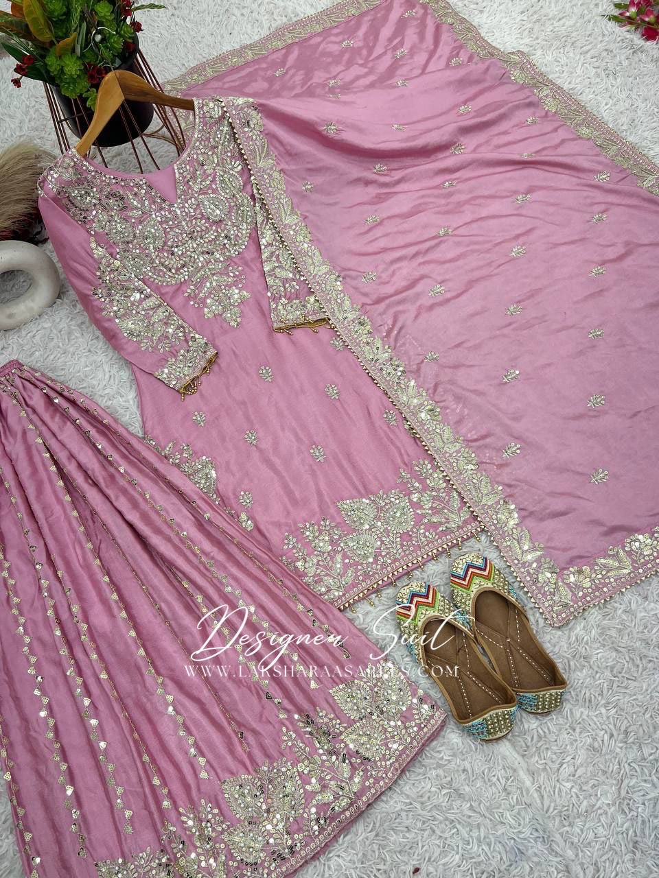 RAMEENA - Baby Pink Sharara Suit