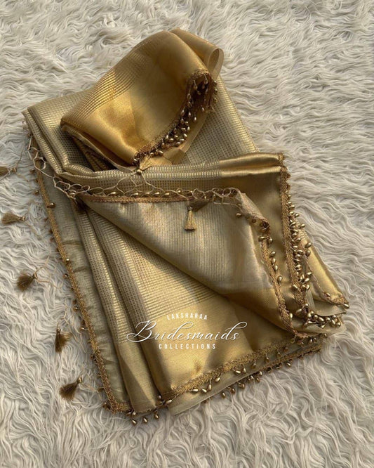 Gold Tissue Saree x Cute Border