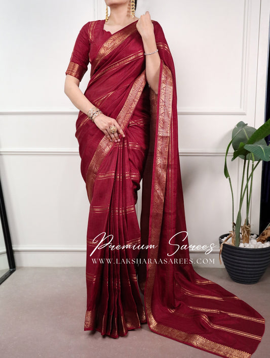 Banรบ Dola Silk Saree by Laksharaa Sarees featuring intricate patterns and rich silk fabric, draped elegantly in the image.