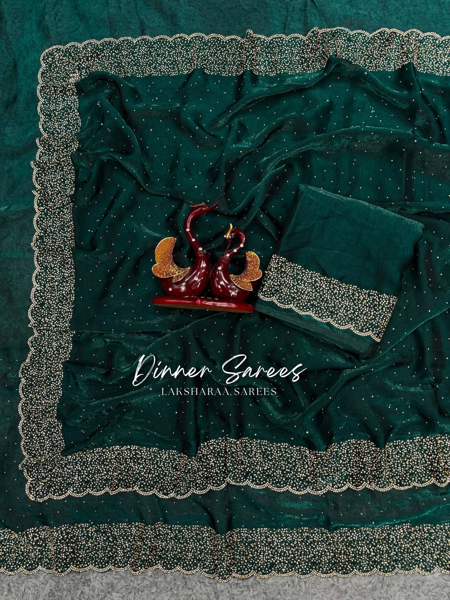 NAYLAA - Space dinner saree with stone border