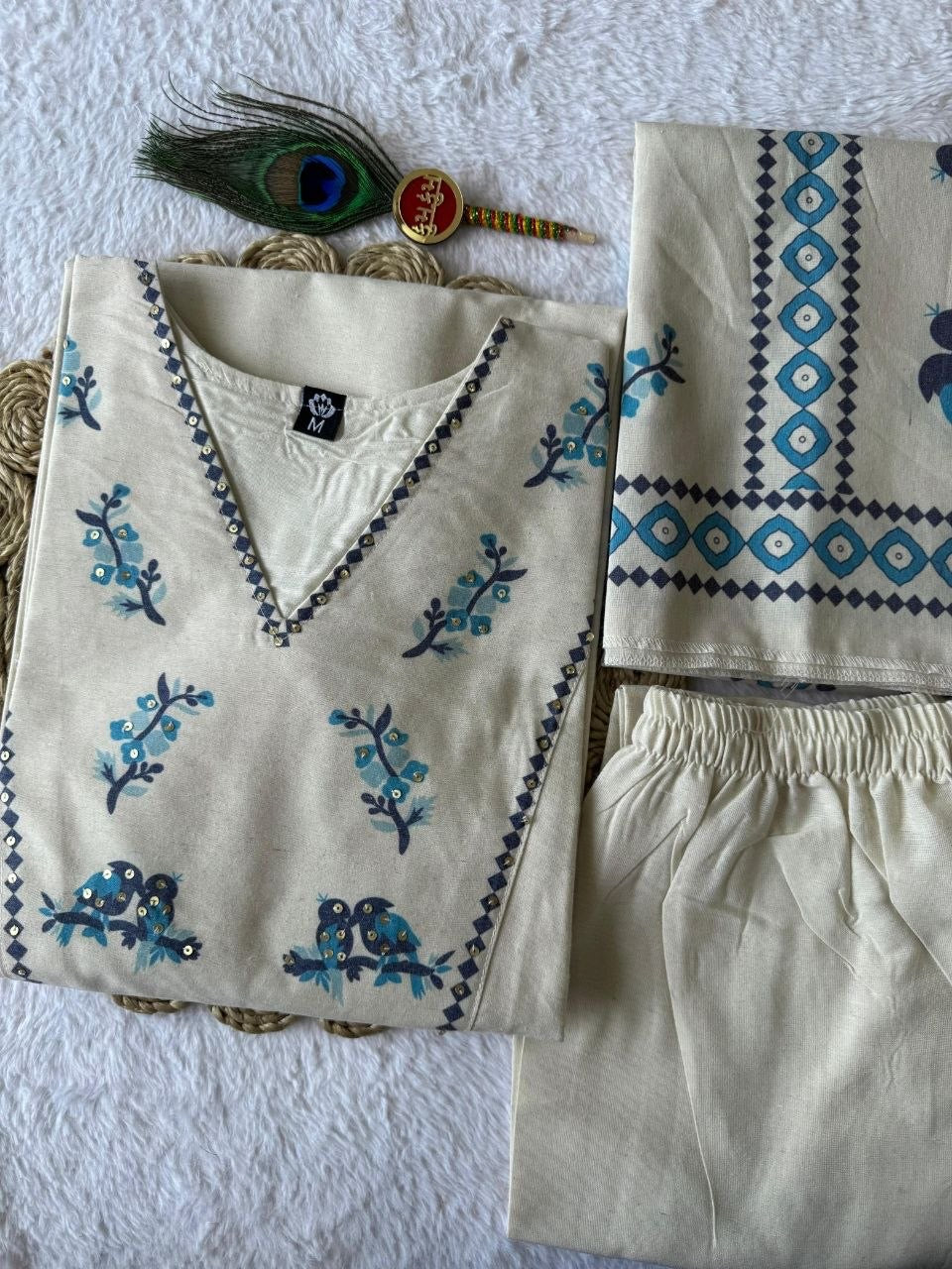 Festive Special Ivory Kadhi Kurti Set