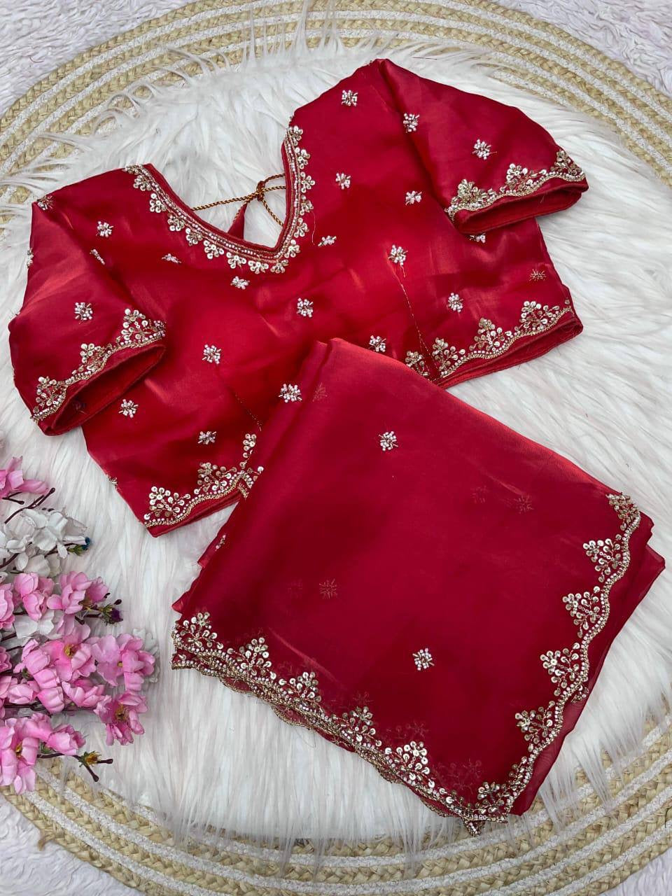 NOEL — Premium Shimmer Stone Saree with Readymade Blouse