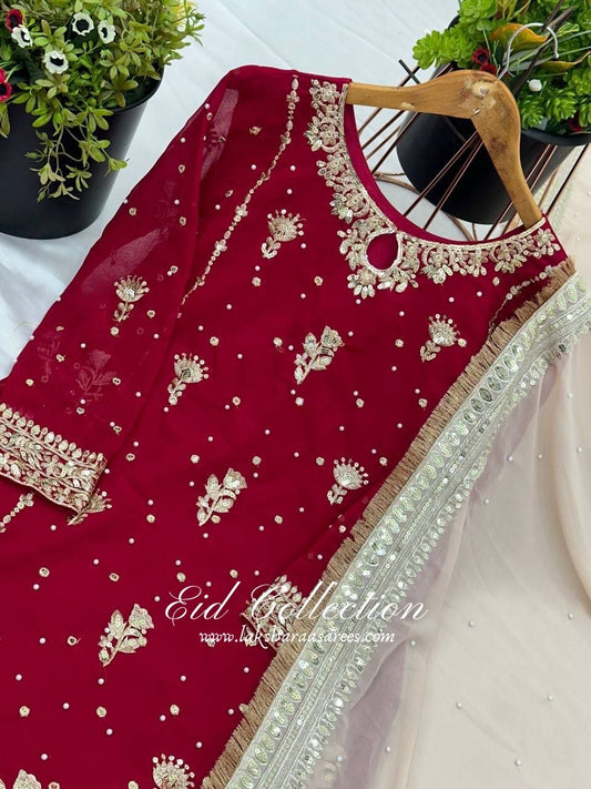 ZARA - Red Pakistani Suit