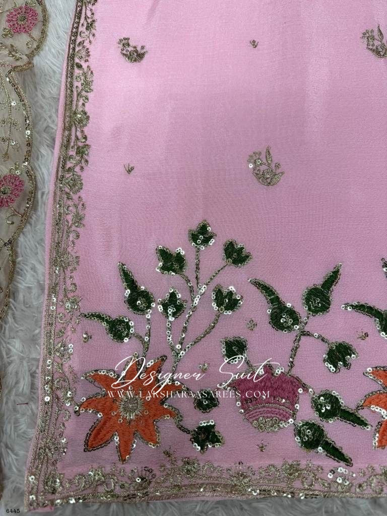 DILRUBA- Baby Pink Pallazo Suit