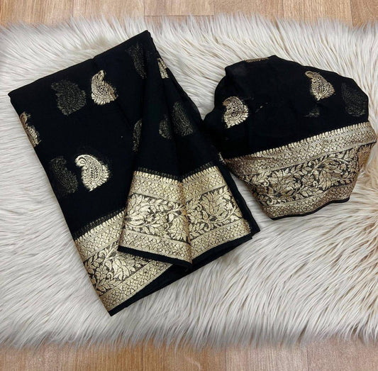 Laksharaa Sarees Viscose Georgette Saree Black