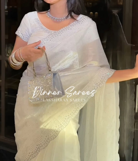 SONAA β Dreamy White Stone Dinner Saree