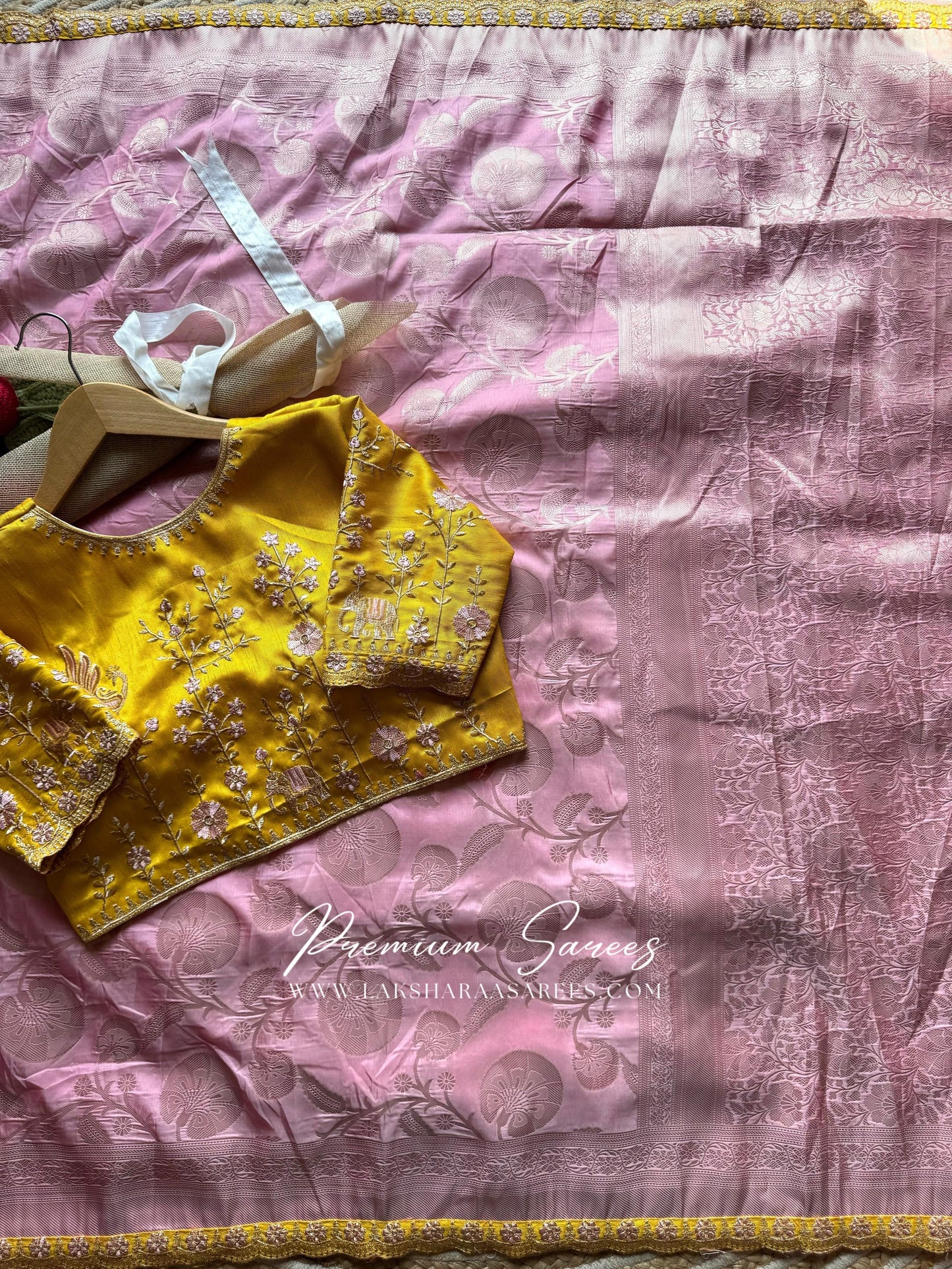 JIYA — Softy Silk Saree in with handwork designer blouse piece