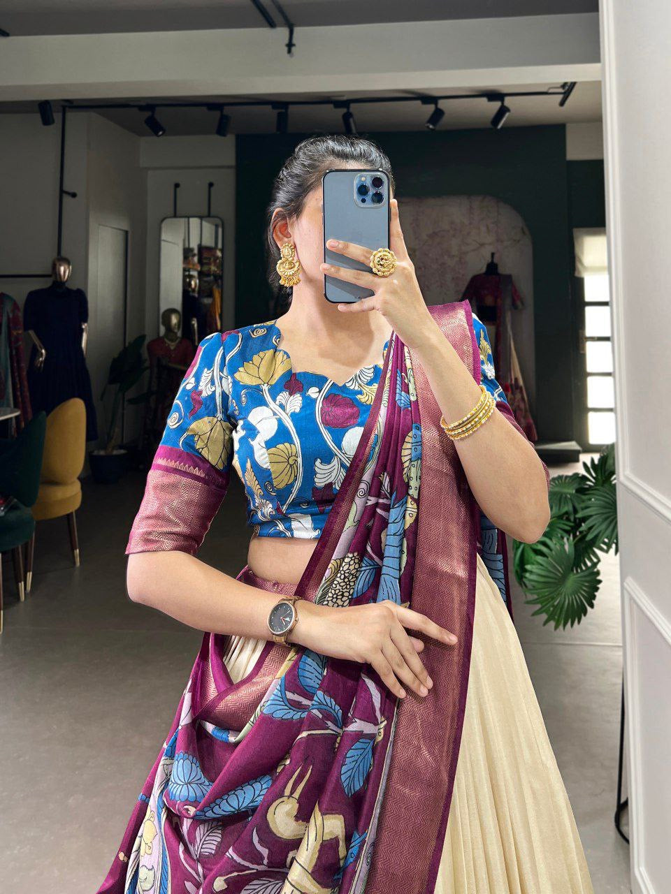 URVI - Kalamkari Half Sarees Lehenga