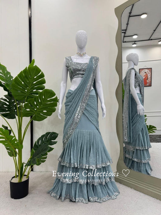 VEDIKA - Ruffle Half Saree Lehenga