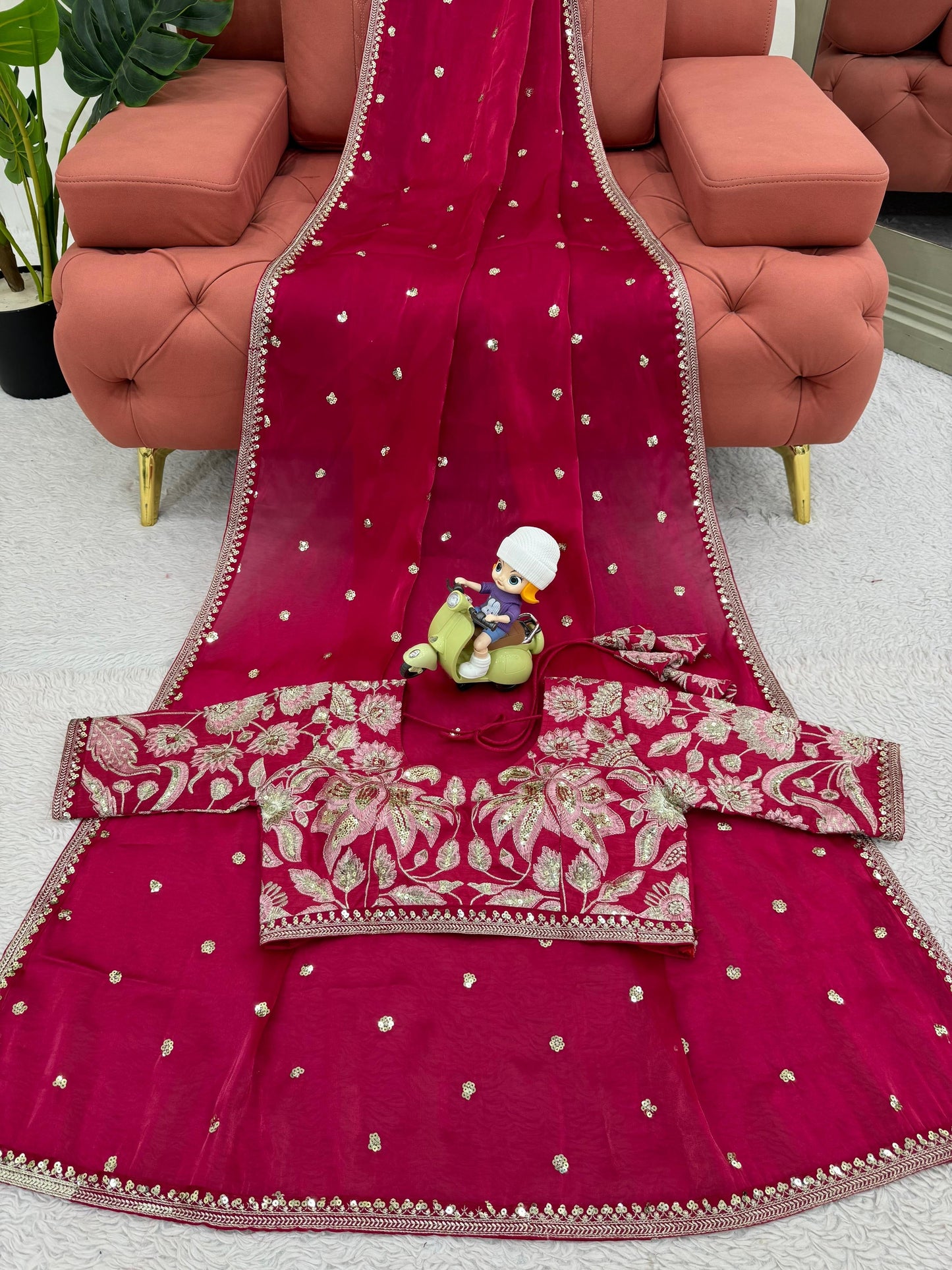 NIRUPA - Partywear Georgette Saree x Floral Designer Blouse