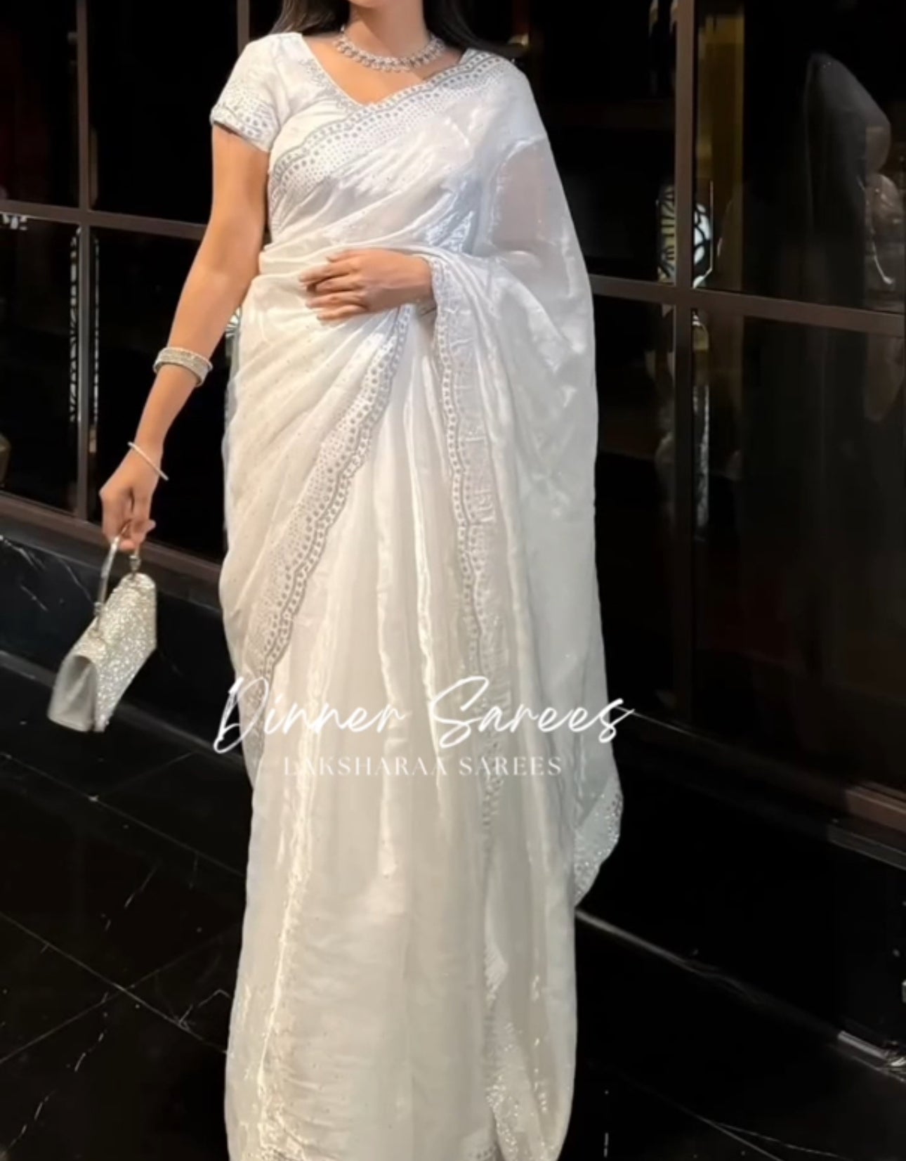 SONAA — Dreamy White Stone Dinner Saree