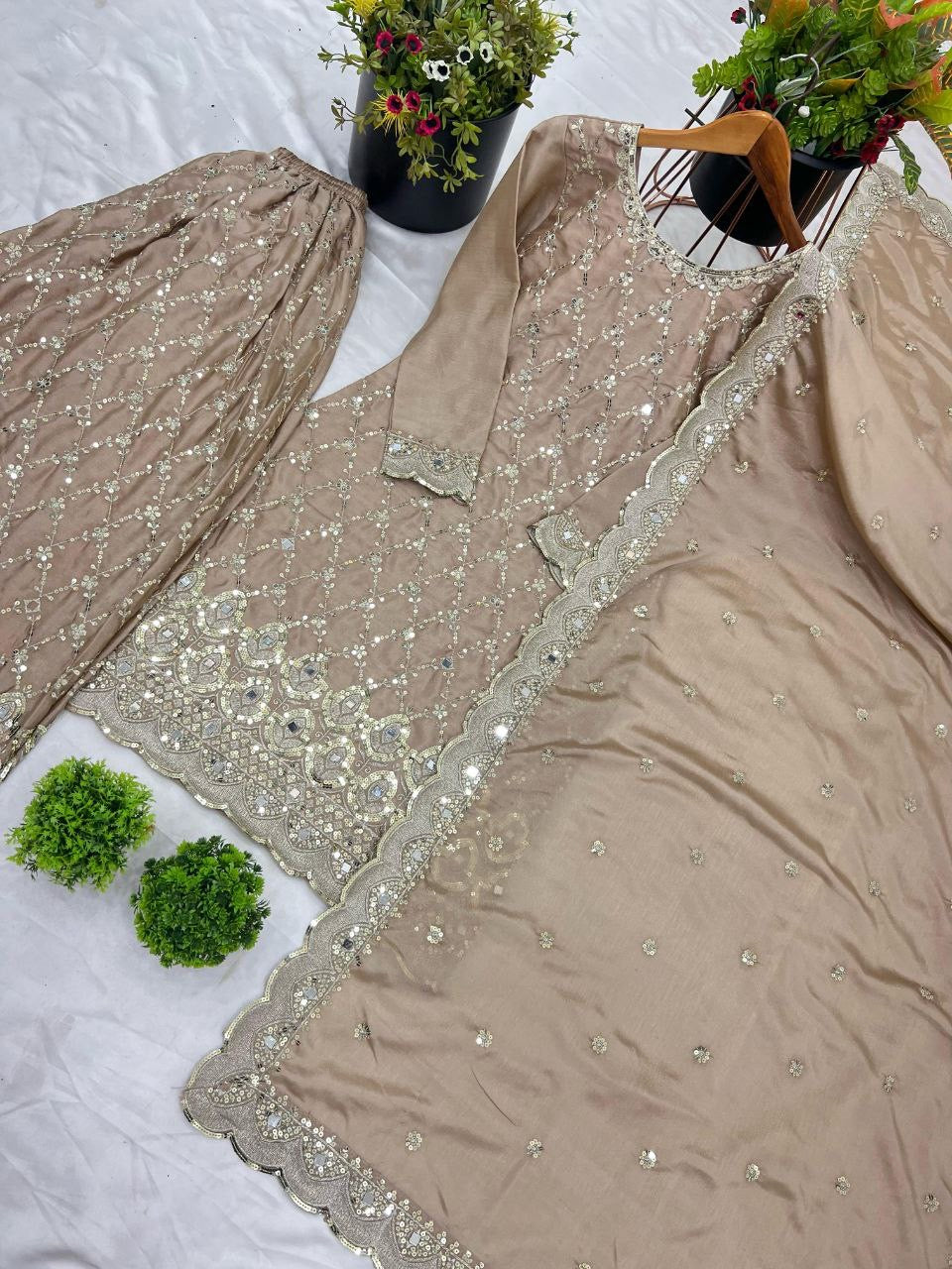 IQRA — Champagne Sharara Suit - Laksharaa Sarees