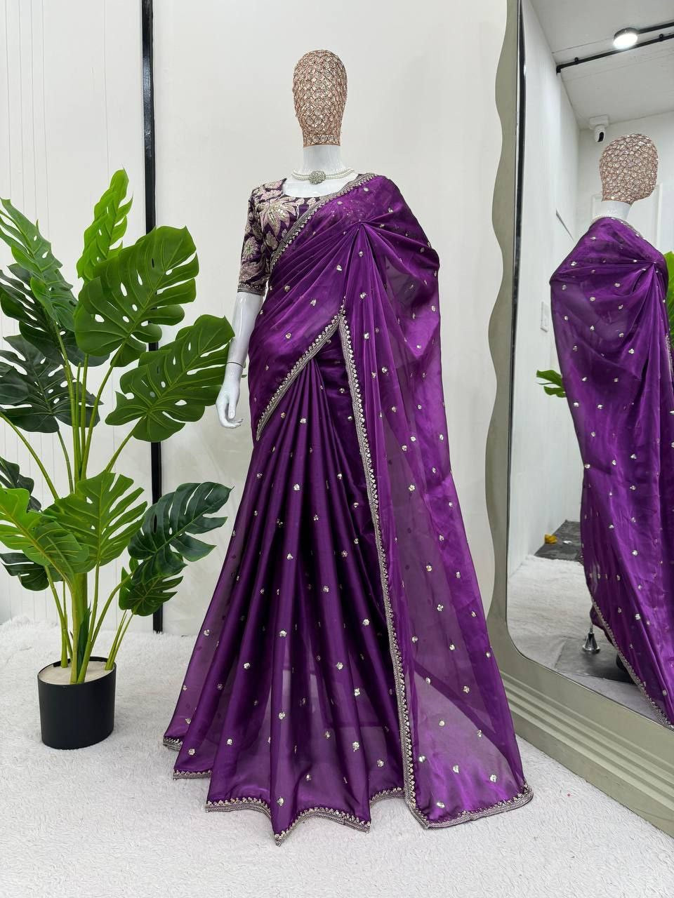 NIRUPA - Partywear Georgette Saree x Floral Designer Blouse