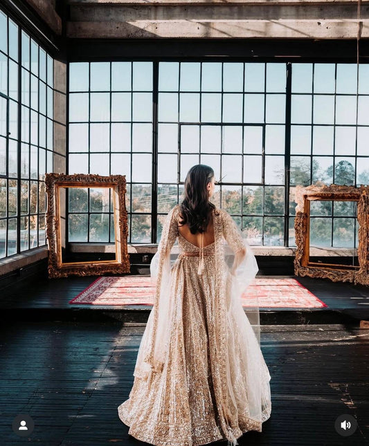 Peachy x Champagne Premium Lehenga
