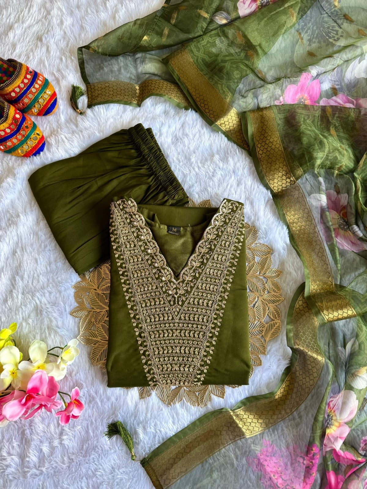 Mehendi Green Kurti Set