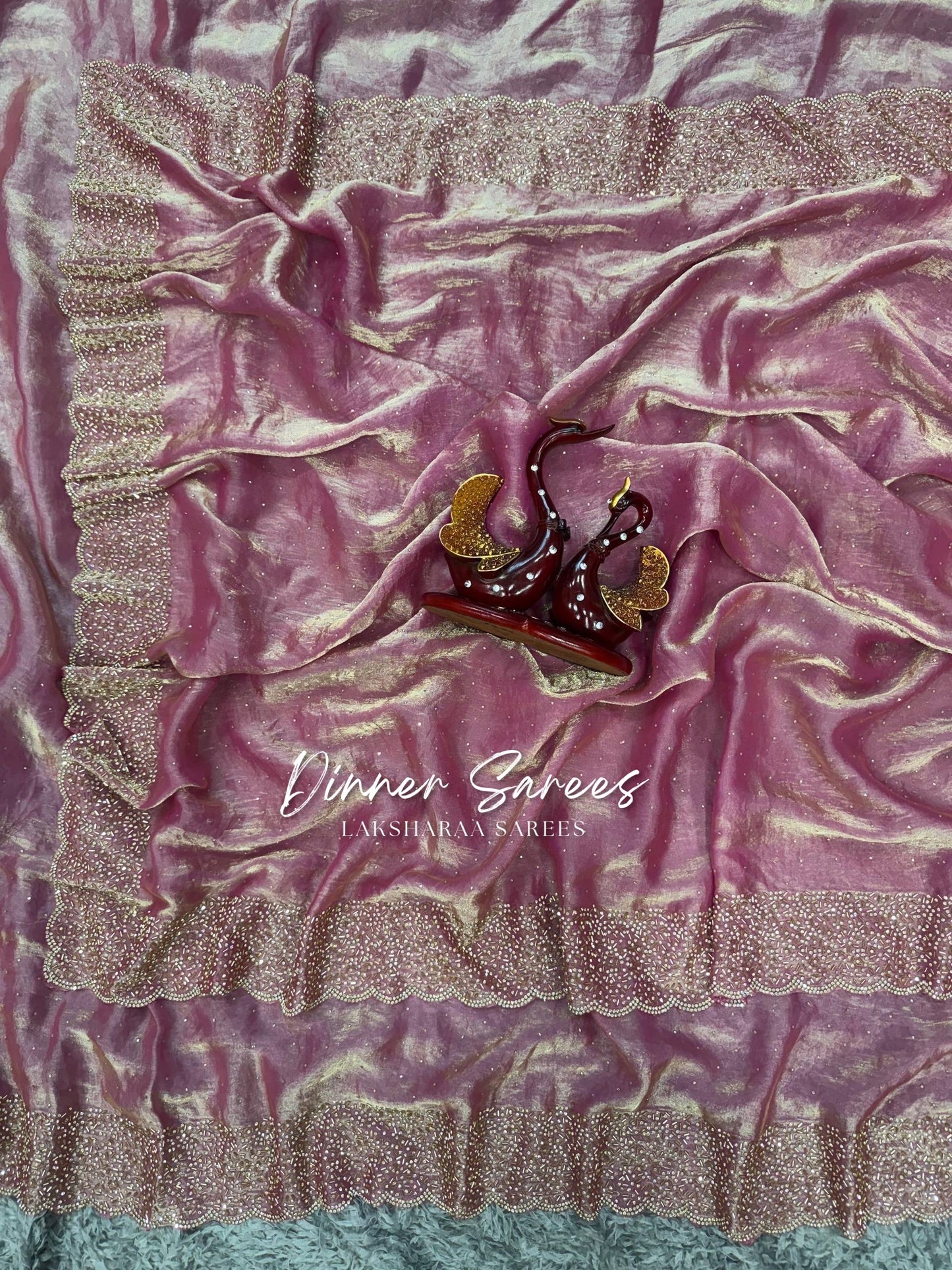 NAYLAA - Space dinner saree with stone border