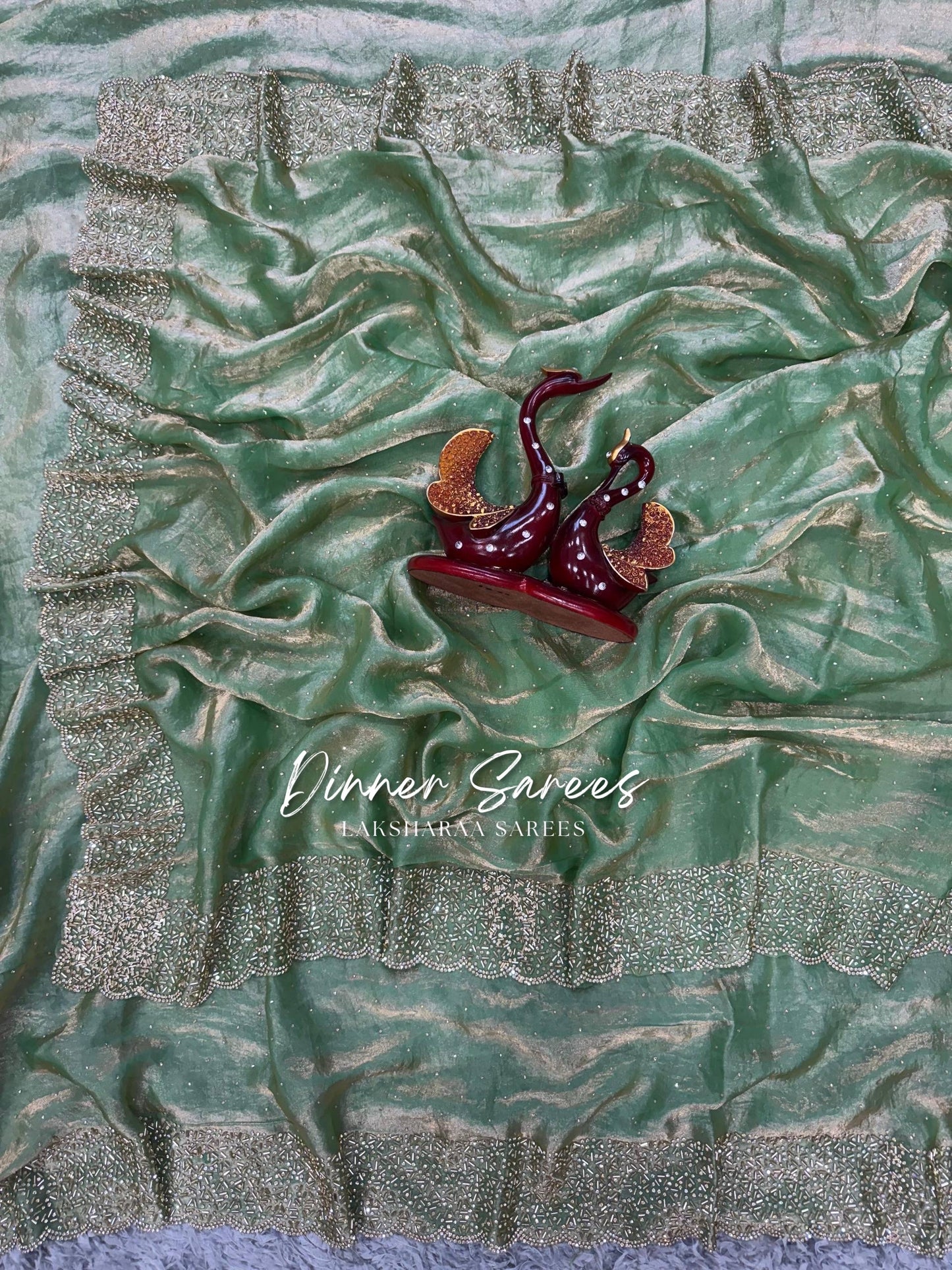NAYLAA - Space dinner saree with stone border