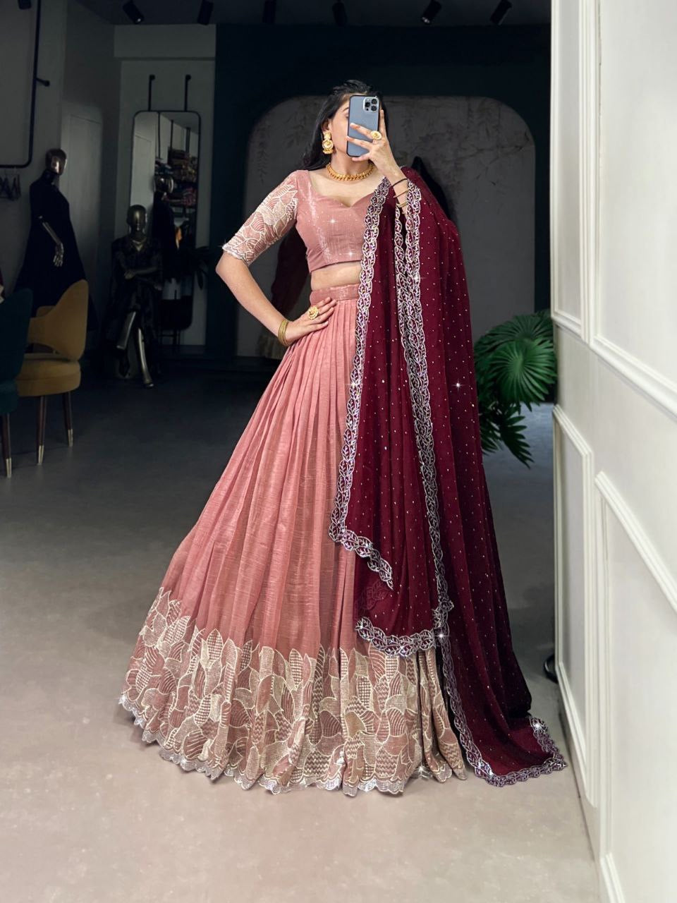 RUKMANI — Premium Glossy Half Saree Lehenga