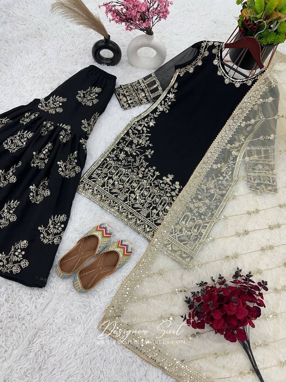ZOYA - Black x Gold Sharara Suit