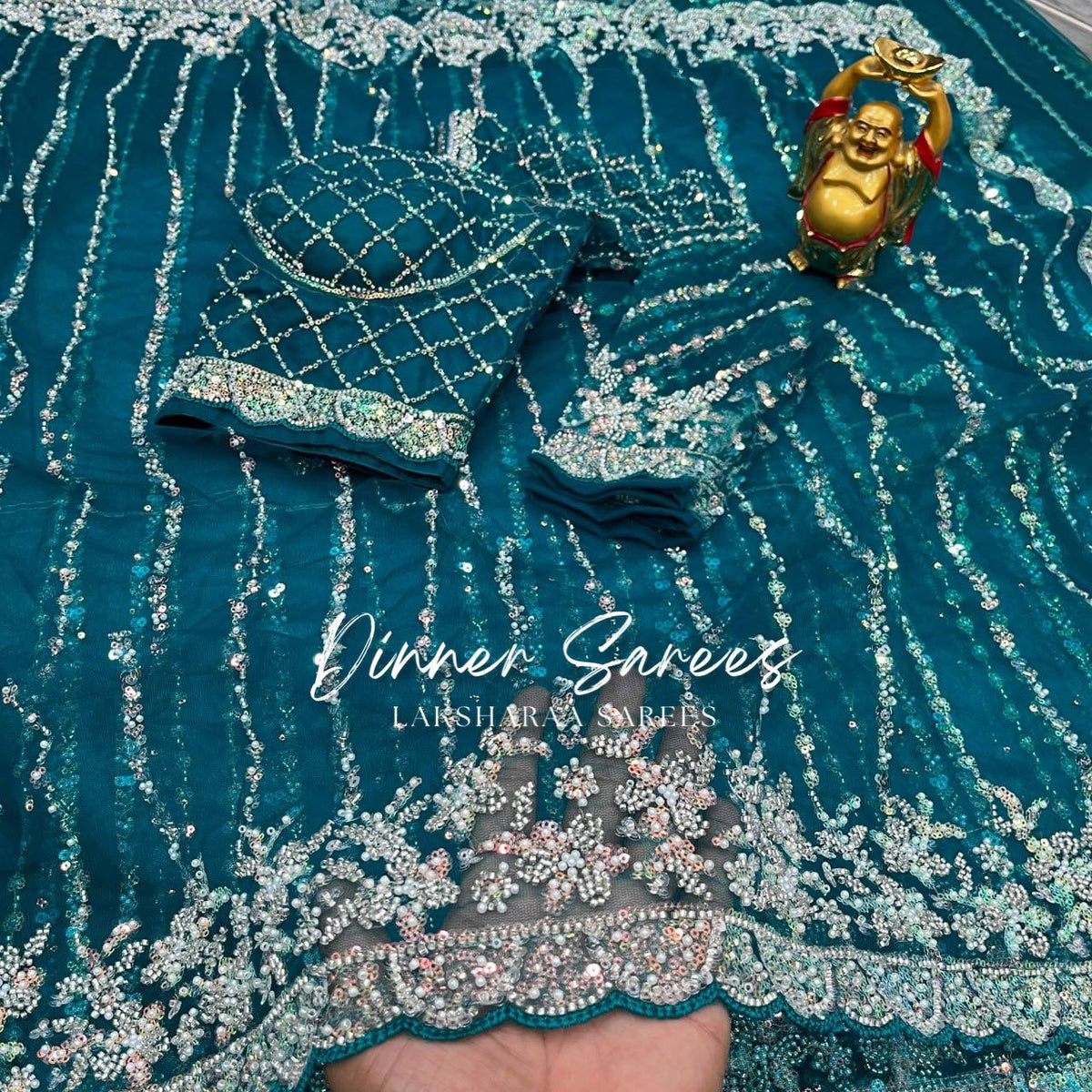 Laksharaa Sarees FREYA — Grand Partywear Saree with Pearl Work Teal