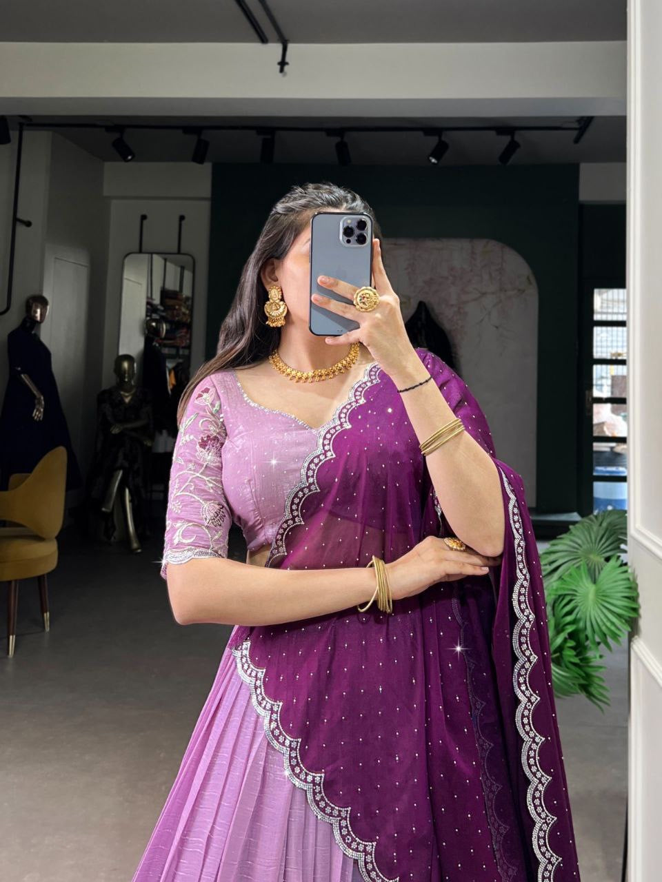 RUKMANI — Premium Glossy Half Saree Lehenga