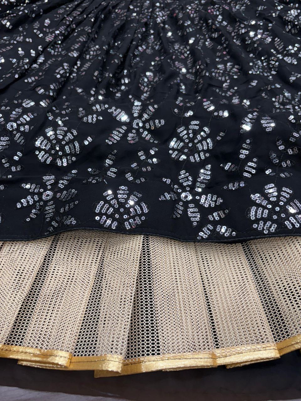 Black Georgette Lehenga x Sequin Work