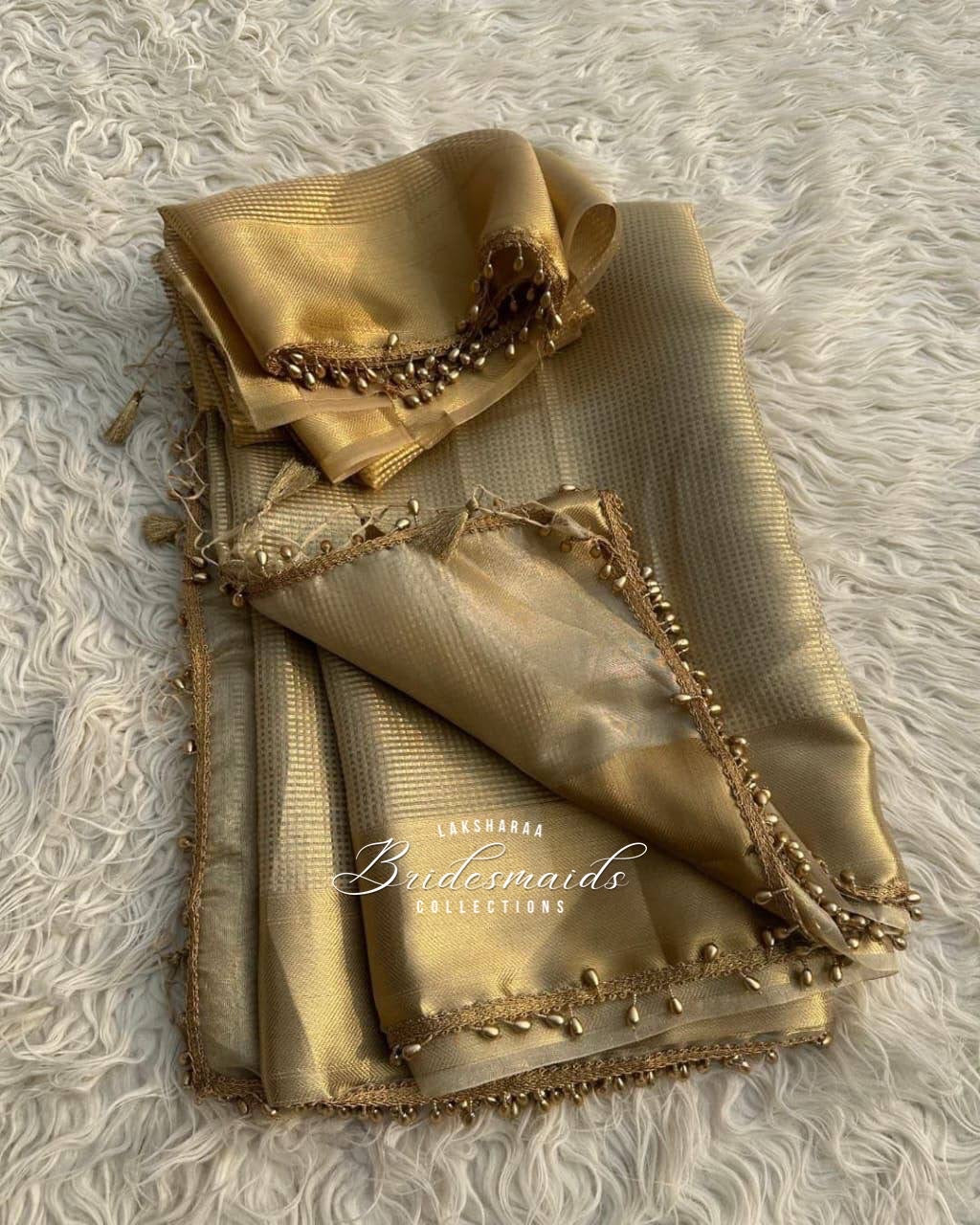 Gold Tissue Saree x Cute Border