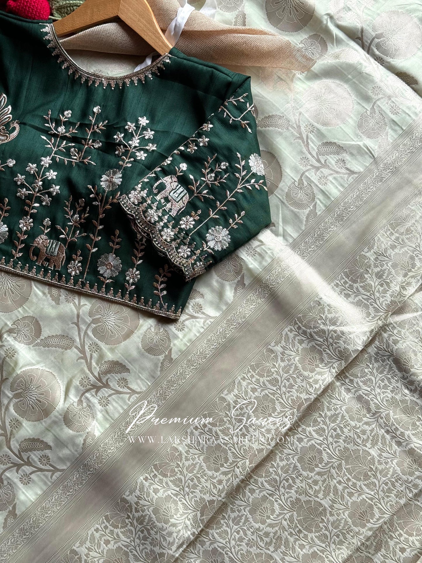 JIYA — Softy Silk Saree in with handwork designer blouse piece
