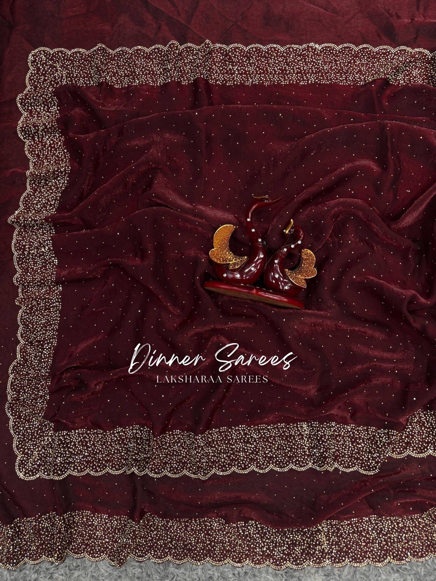 NAYLAA - Space dinner saree with stone border