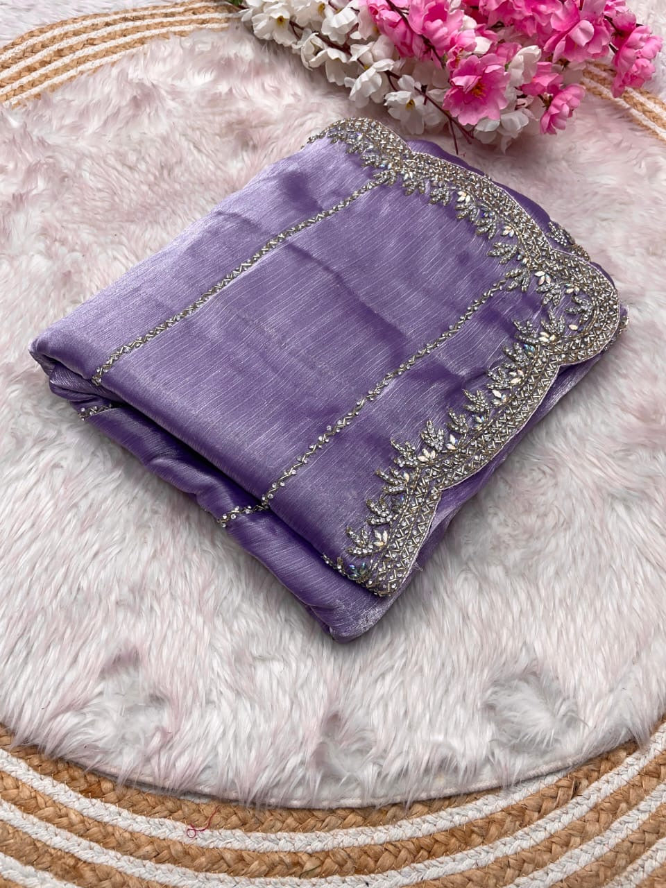 SARIKA - Premium shimmer silk saree with stone border