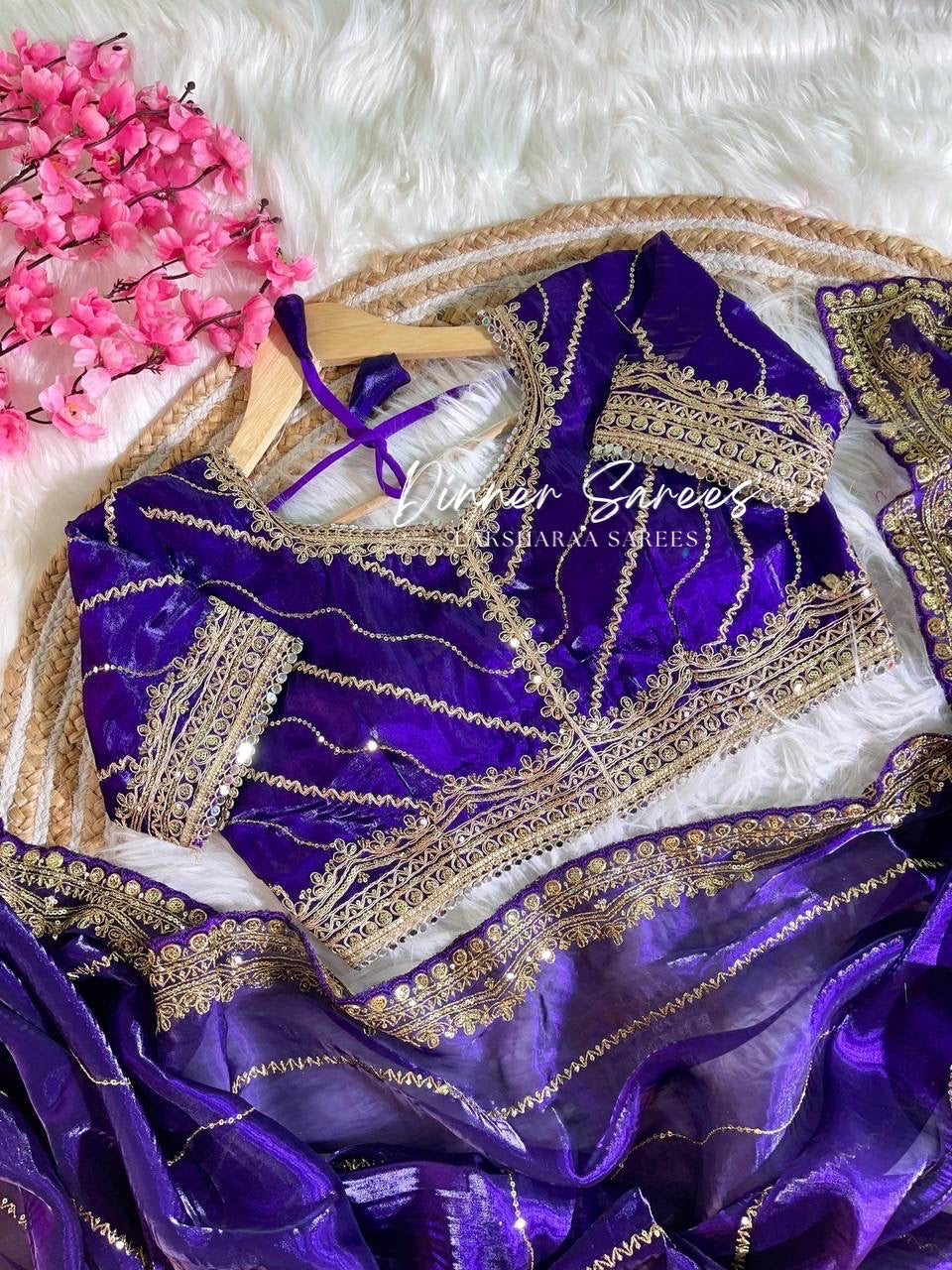 NATALIE — Premium Shimmer Saree with Readymade Blouse
