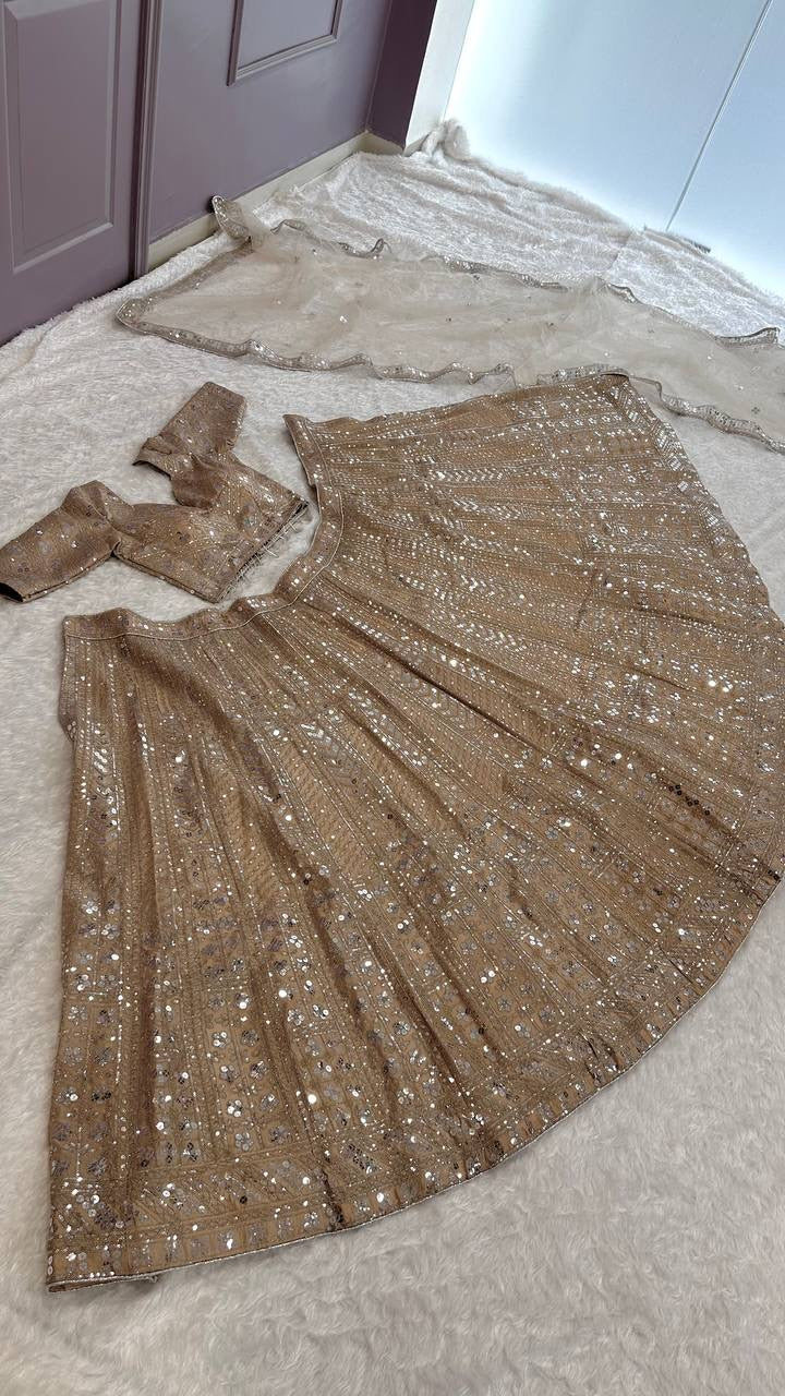 Peachy x Champagne Premium Lehenga