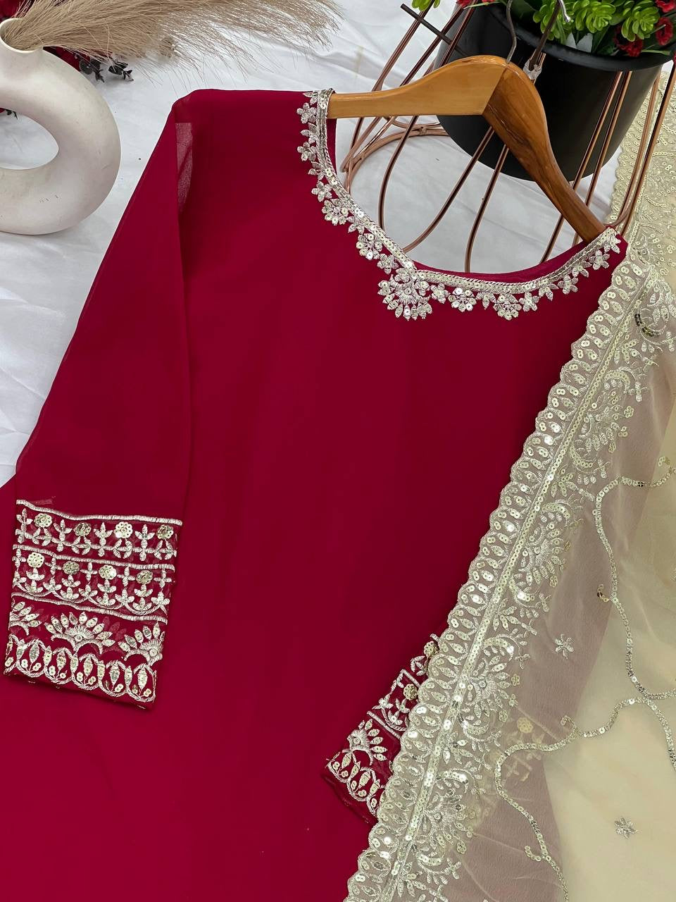 RAIZA - Red x Gold Sharara Suit