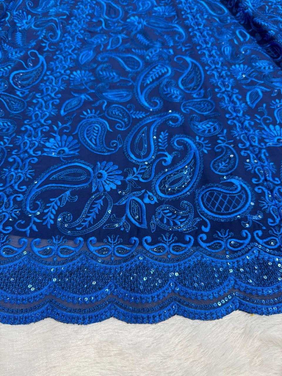 STELLA — Grand Blue Embroidered Lehenga