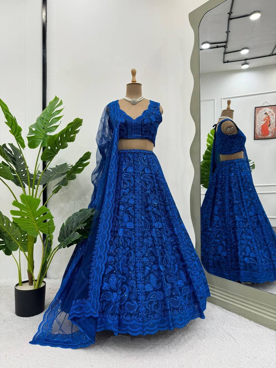 STELLA — Grand Blue Embroidered Lehenga