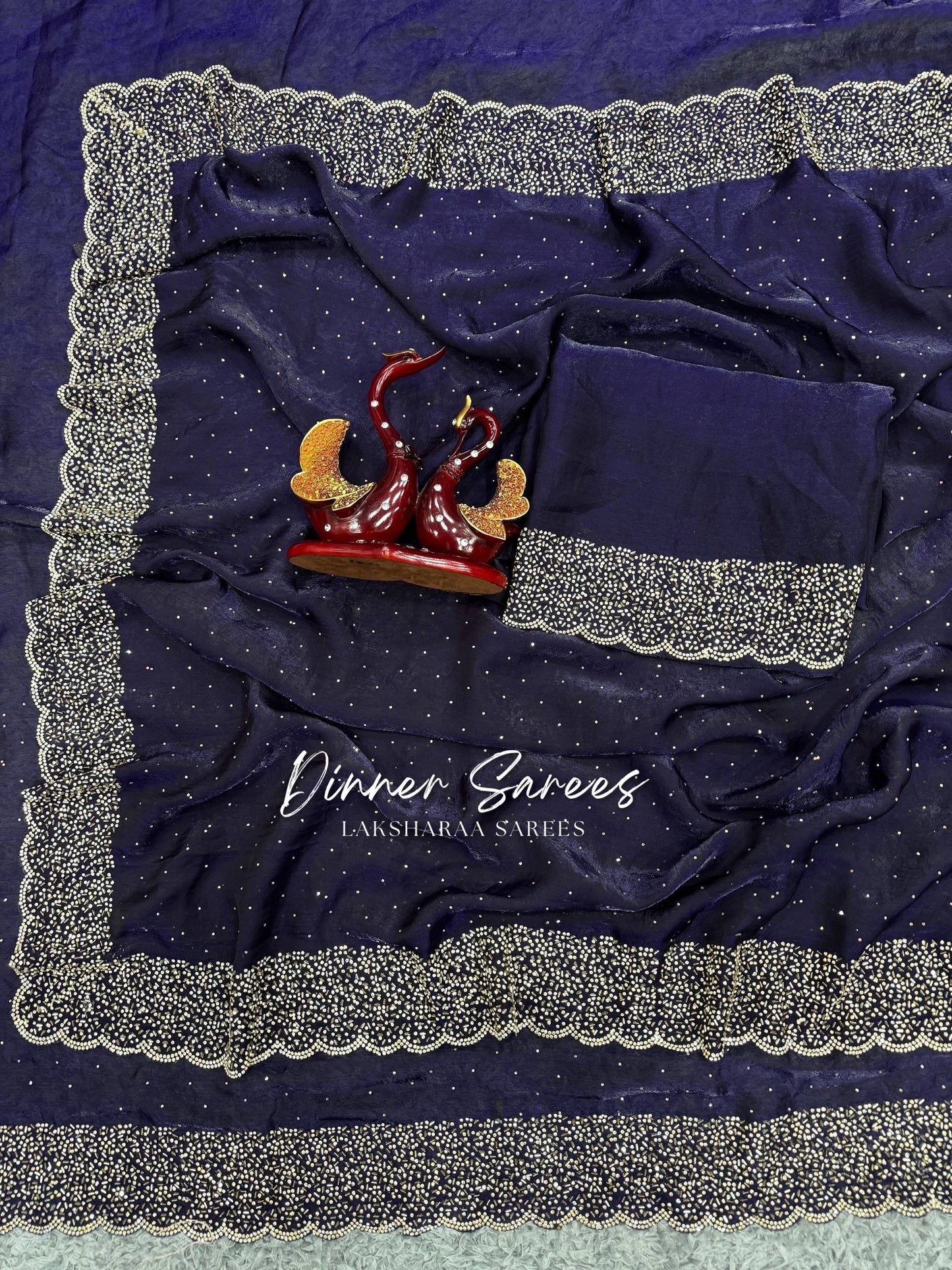 NAYLAA - Space dinner saree with stone border