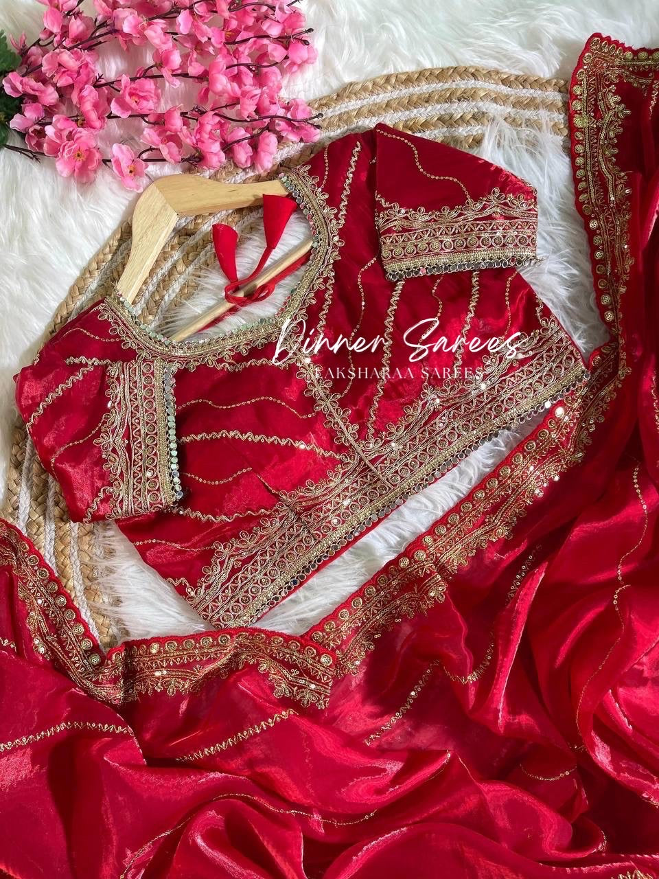 NATALIE — Premium Shimmer Saree with Readymade Blouse